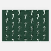 Minimalistische donkergroene snoepriet santa sneeu inpakpapier vel (Voorkant)