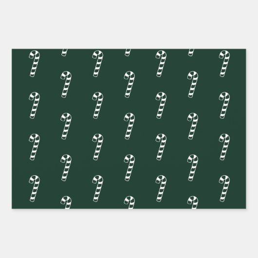 Minimalistische donkergroene snoepriet santa sneeu inpakpapier vel (Voorkant)