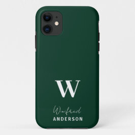 Minimalistische donkergroene stijlvolle monogram a Case-Mate iPhone case