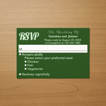 Minimalistische Donkergroene Trouw-RSVP