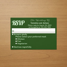 Minimalistische Donkergroene Trouw-RSVP RSVP Kaartje