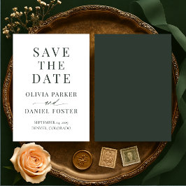 Minimalistische donkergroene trouwkaart 'Save the  Save The Date