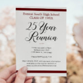 Minimalistische donkerrood & wit 25 jaar klasse re kaart