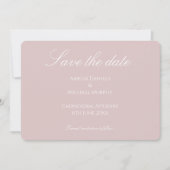 Minimalistische donkerroze en wit save the date (Voorkant)
