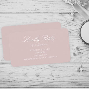 Minimalistische donkerroze en witte RSVP Informatiekaartje