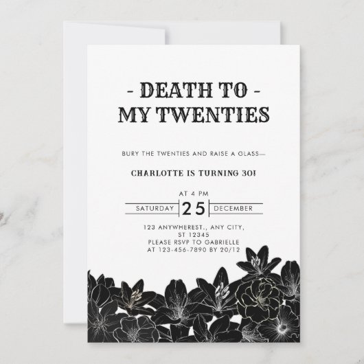 Minimalistische Dood aan Mijn Twenties 30ste Verja Kaart (Voorkant)