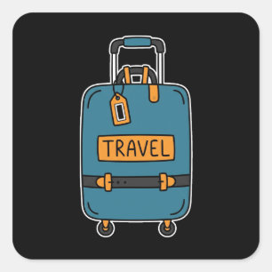 Minimalistische Doodle Bagage Vierkante Sticker