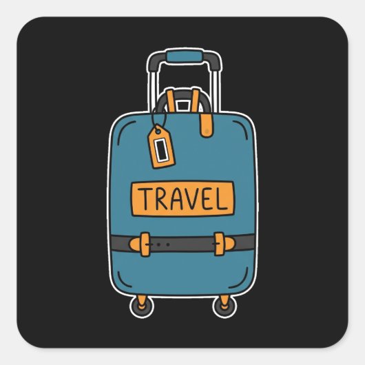 Minimalistische Doodle Bagage Vierkante Sticker (Voorkant)