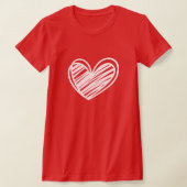 Minimalistische Doodle Hart Rode T-Shirt voor Vrou (Laagn)
