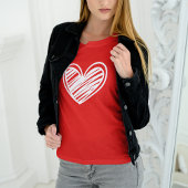 Minimalistische Doodle Hart Rode T-Shirt voor Vrou