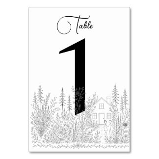 Minimalistische Doodle Huwelijk Tafel Nummers Kaart