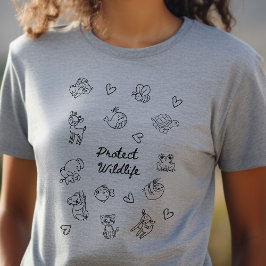 Minimalistische doodle ontwerp, beschermen dieren  Tri-Blend shirt
