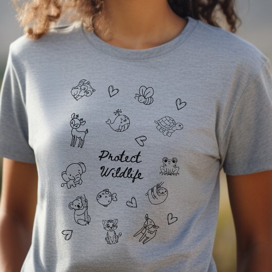 Minimalistische doodle ontwerp, beschermen dieren Tri-Blend shirt