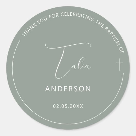 Minimalistische Doop Eenvoudig Kruis Roze Ronde Sticker (Voorkant)