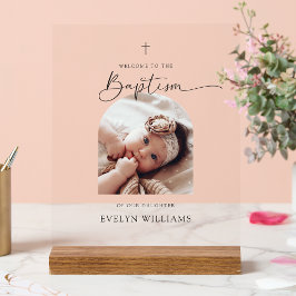Minimalistische doop Foto boog Welkom Acryl Teken Bord