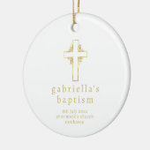 Minimalistische doop met gouden kruis keramisch ornament (Links)