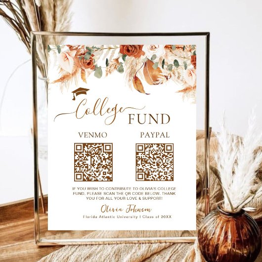 Minimalistische Double Afstuderen College Fund QR- Poster