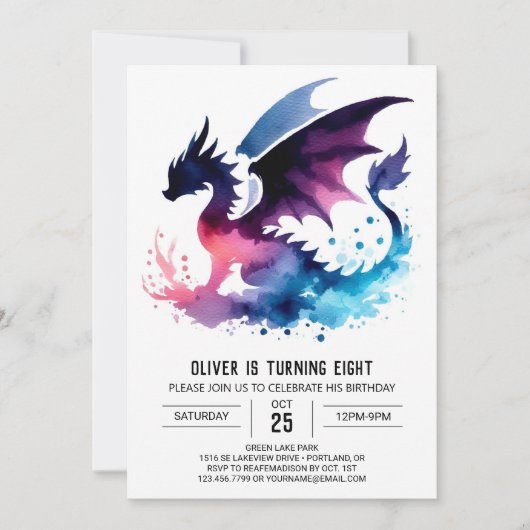 Minimalistische Dragon Birthday Custom Kaart (Voorkant)