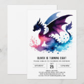 Minimalistische Dragon Birthday Custom Kaart (Voorkant / Achterkant)