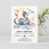 Minimalistische Dragon Birthday Printable Kaart (Staand voorkant)