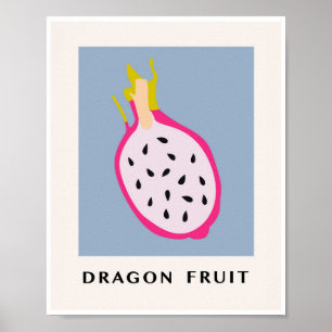 Minimalistische Drakenfruit Tropische Keuken Kunst Poster