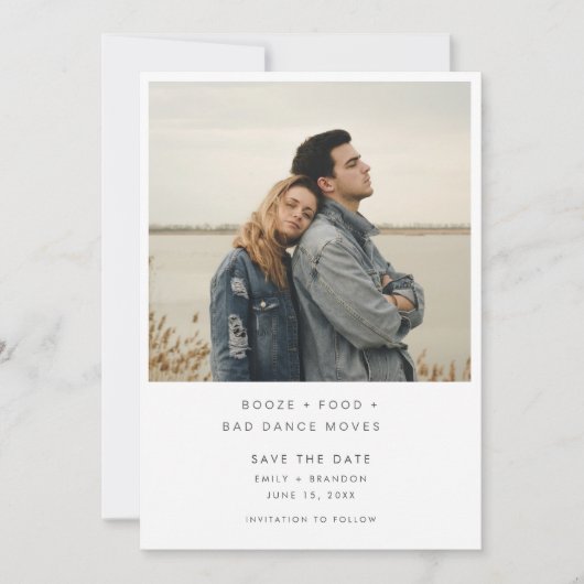 Minimalistische drank voedsel slechte dans beweegt save the date (Voorkant)