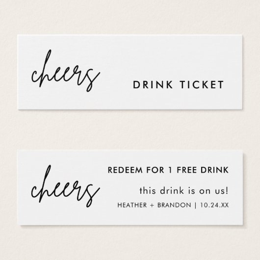Minimalistische drankkaart trouwbar kaarten mini visitekaartjes (Voorkant /achterkant)