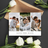 Minimalistische drie foto bruiloft Save the Date