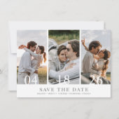 Minimalistische drie foto bruiloft Save the Date (Voorkant)