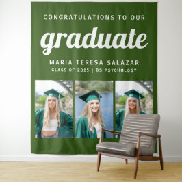 Minimalistische drie foto's afstudeer tapestry | G Wandkleed