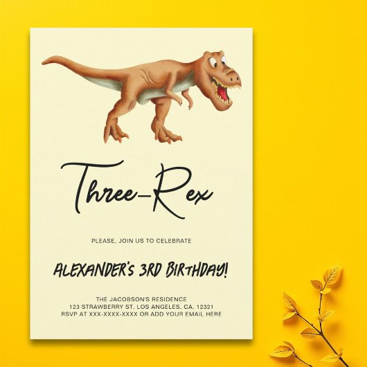 Minimalistische Drie-Rex Dinosaurus Verjaardagsfee Kaart
