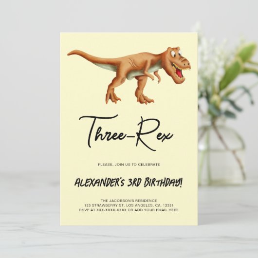 Minimalistische Drie-Rex Dinosaurus Verjaardagsfee Kaart (Staand voorkant)