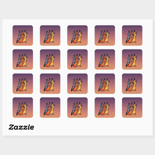 Minimalistische Drie Wijzen Vierkante Sticker (Vel)