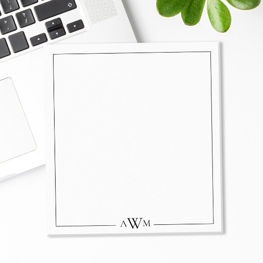 Minimalistische drieletterige monogram notitieblok