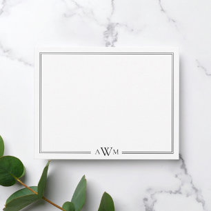 Minimalistische drieletterige monogram rand notitiekaartje