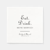 Minimalistische Drink met eten We zijn getrouwd Servet (Voorkant)