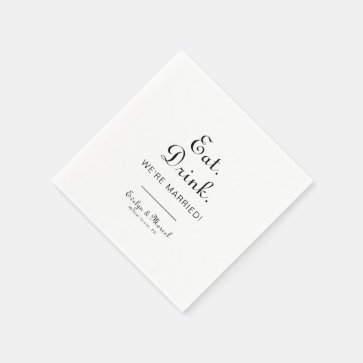 Minimalistische Drink met eten We zijn getrouwd Servet (Hoek)