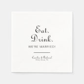 Minimalistische Drink met eten We zijn getrouwd Servet (Voorkant)