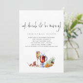 Minimalistische Drink met eten zijn prettige kerst Kaart (Staand voorkant)