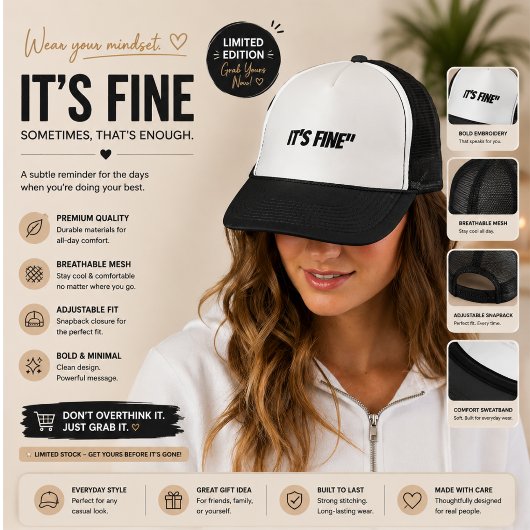 Minimalistische Droevige Esthetische Trucker Hoed Pet