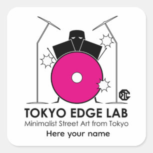 Minimalistische Drumstel - Tokyo Edge Lab Vierkante Sticker