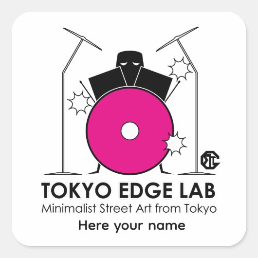 Minimalistische Drumstel - Tokyo Edge Lab Vierkante Sticker (Voorkant)