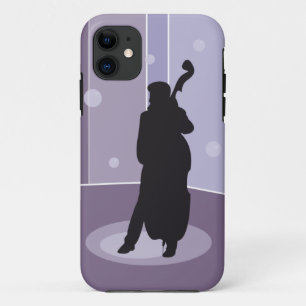 Minimalistische Dubbelbas Silhouette Muziek Kunst iPhone 11 Hoesje