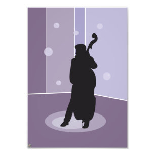 Minimalistische Dubbele Bas Silhouet Muziek Kunst Foto Afdruk