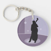 Minimalistische Dubbele Bas Silhouet Muziek Kunst Sleutelhanger (Voorkant)
