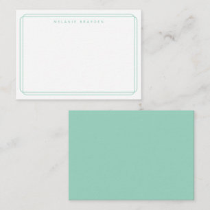 Minimalistische dubbele curve licht turquoise rand notitiekaartje