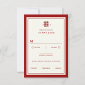 Minimalistische Dubbele Gelukzaligheid Eenvoudige  RSVP Kaartje (Voorkant)