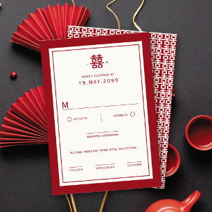 Minimalistische Dubbele Gelukzaligheid Eenvoudige  RSVP Kaartje