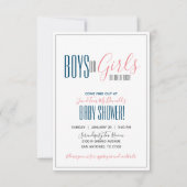 minimalistische dubbele GENDER REVEAL douche NAVY  Kaart (Voorkant)