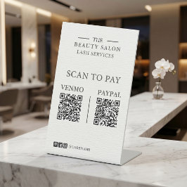 Minimalistische dubbele QR-code serif-editorial · Reclamebord Met Voetstuk